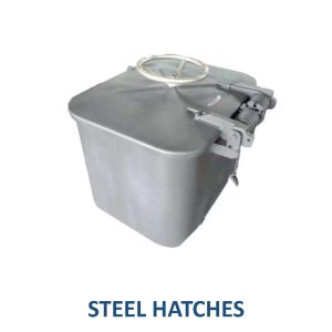 Escotillas de acero con diferentes tipos de cierre. Con certificado para uso naval en embarcaciones